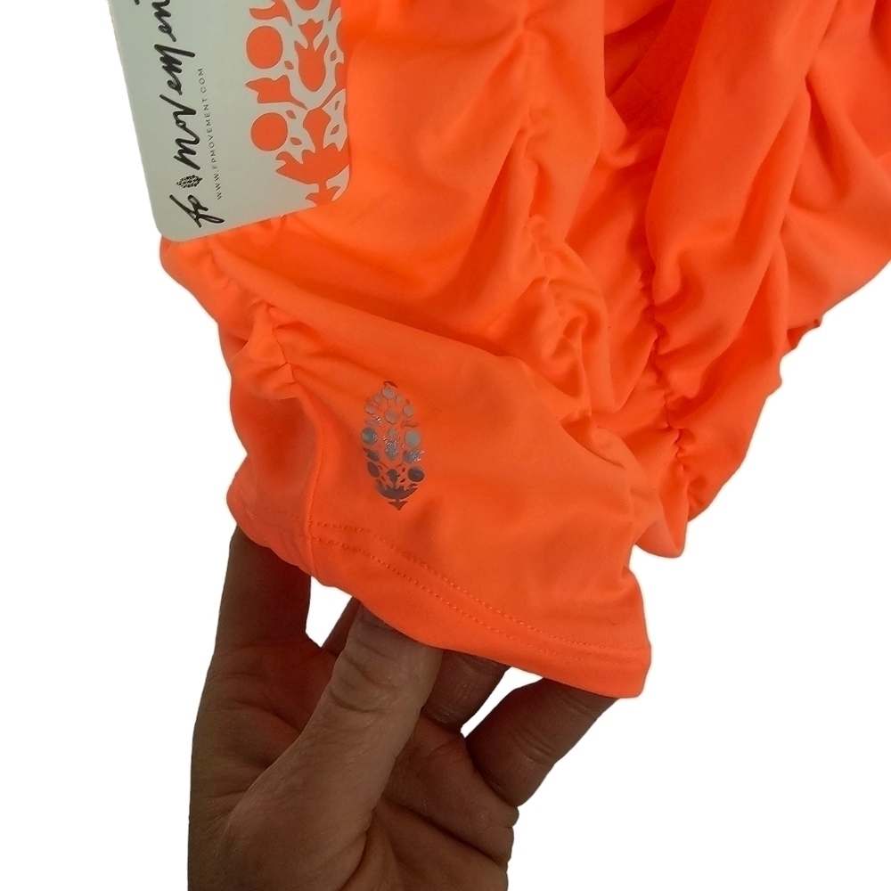 Free People FP MOVEMENT Shirr Enough Tank Top Ruched Neon Coral Size Lar… - Picture 10 of 12